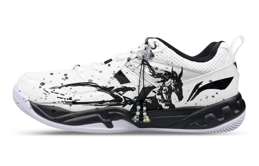 Li-Ning Li Ning Koba Synthetic Leather, Textile Low top Badminton Shoes Men's Black White