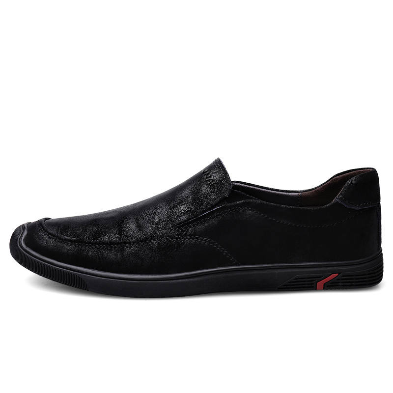 WENNAI Cow Split Leather Gommino Loafers Men's Black