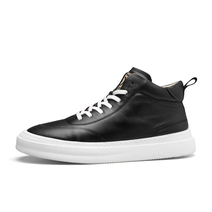 D:FUSE SCANDINAVIA D FUSE SCANDINAVIA Men's Shoes Cow Leather Slip Resistant Slip Resistant Mid top Skateboard Shoes Black