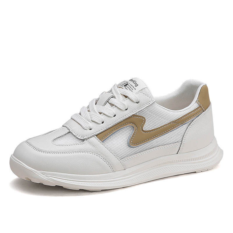 Spider King Cow Leather Low top Casual Shoes Women's Beige Apricot
