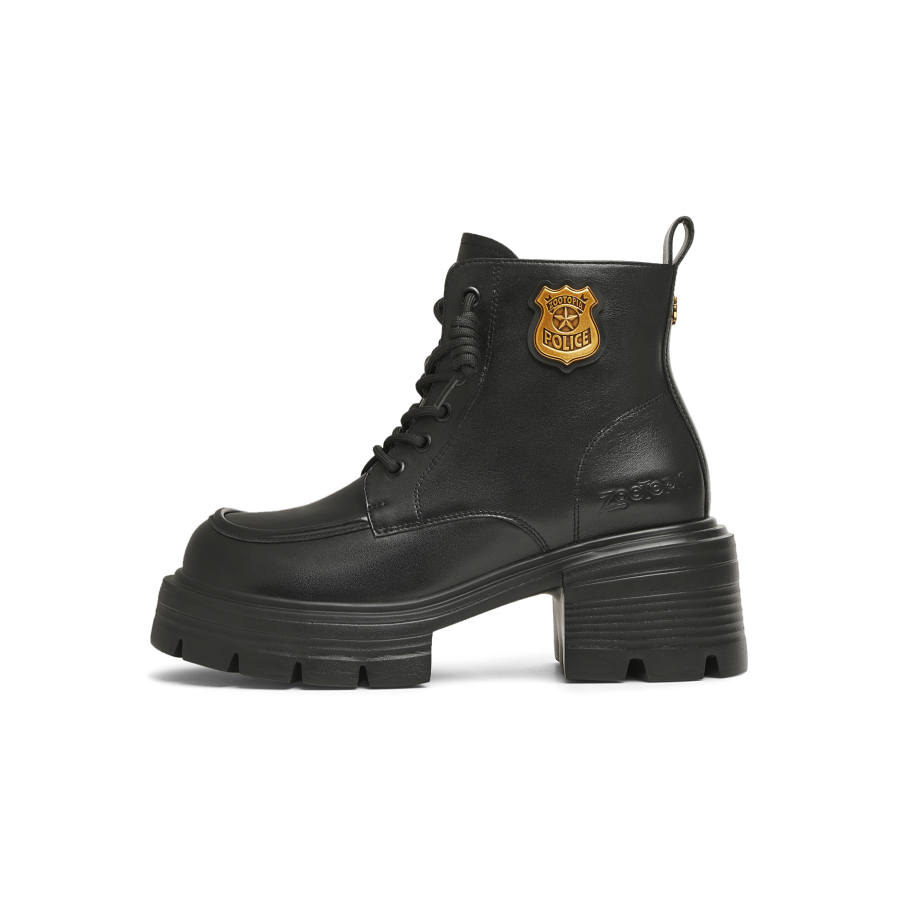 Teenmix Top Grain Cow Leather Short Combat Boots Women's