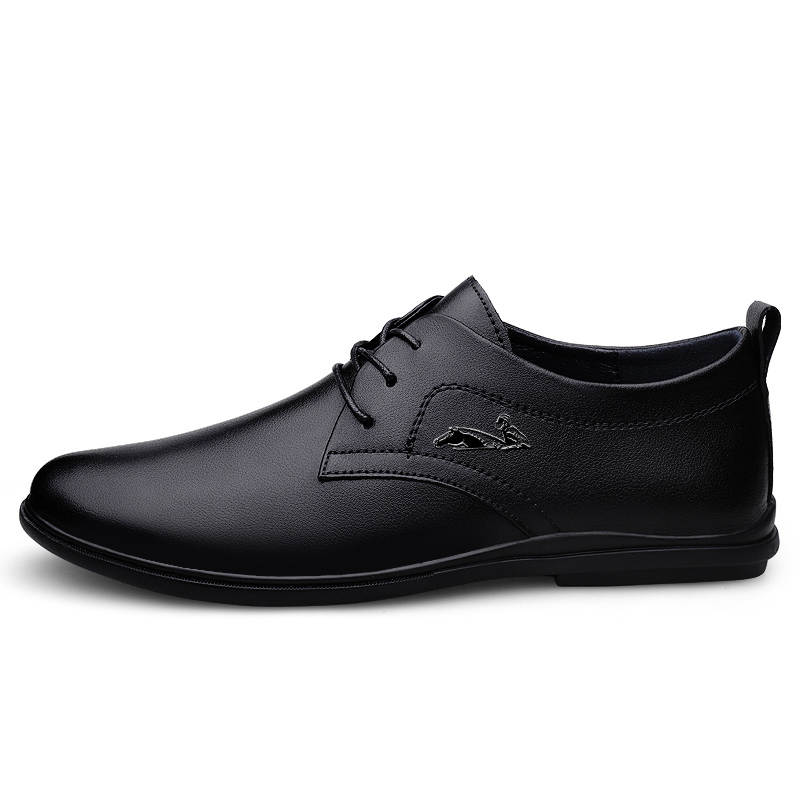 YINGLUNQISHI Top Grain Cow Leather Casual Shoes Men's Black