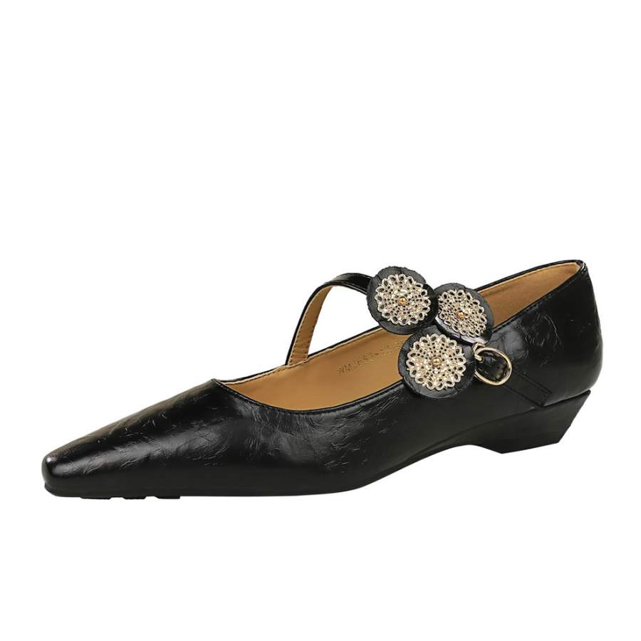 Bamiti Like Walking On A Level Surface Microfiber Leather Block Heel Mary Jane Shoes 2.5cm Women's