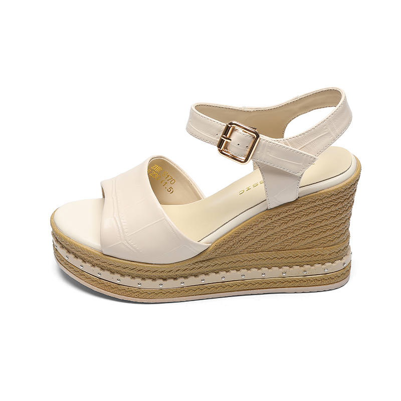 ZHR Top Grain Cow Leather One Strap Sandals 9.5cm Women's