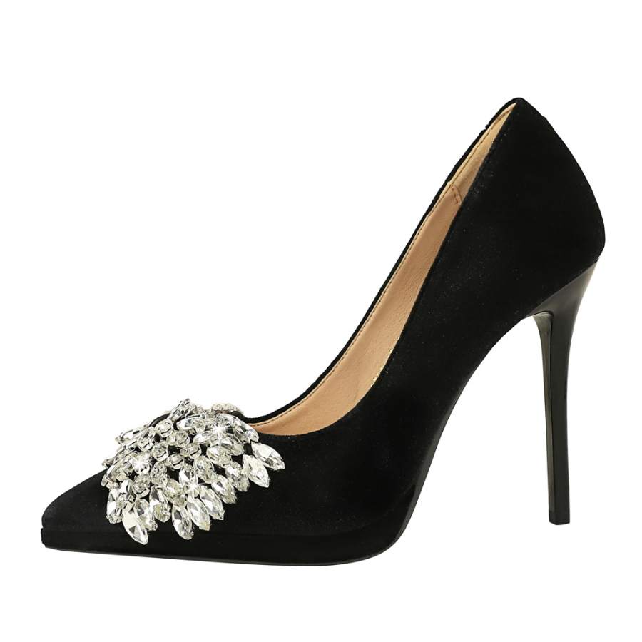 QITUMAUL Slim Heel High Heels 11cm Women's Black