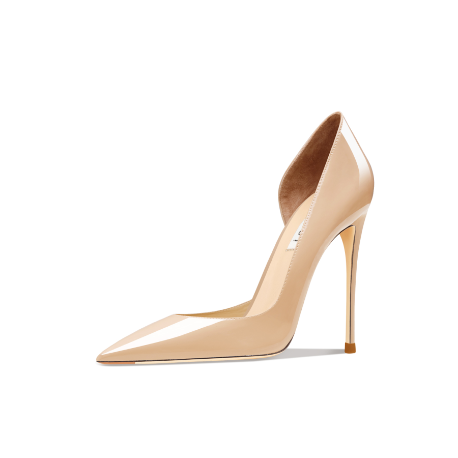 Suyymakk Patent Leather Slim Heel High Heels Women's Yellow