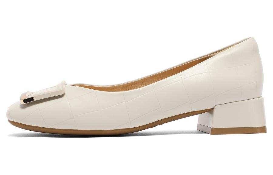 BELLE Sheepskin Chunky Heel High Heels 3.5cm Women's