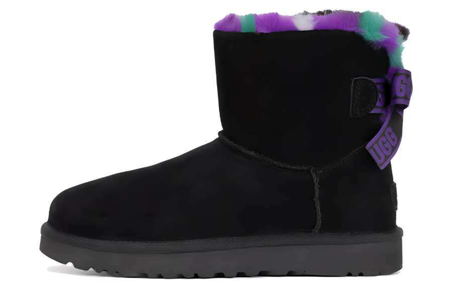 UGG UGG Mini Bailey Bow Plaid Punk Boot 'Black Purple' Women's
