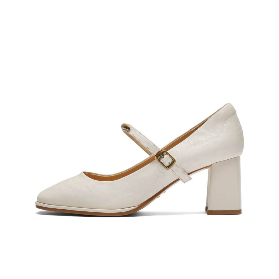 BELLE Sheepskin Chunky Heel Mary Jane Shoes Women's