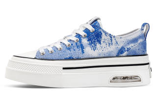 HART DAVIS Lows Blue Denim Stylish Skateboarding Shoes Women's White Blue