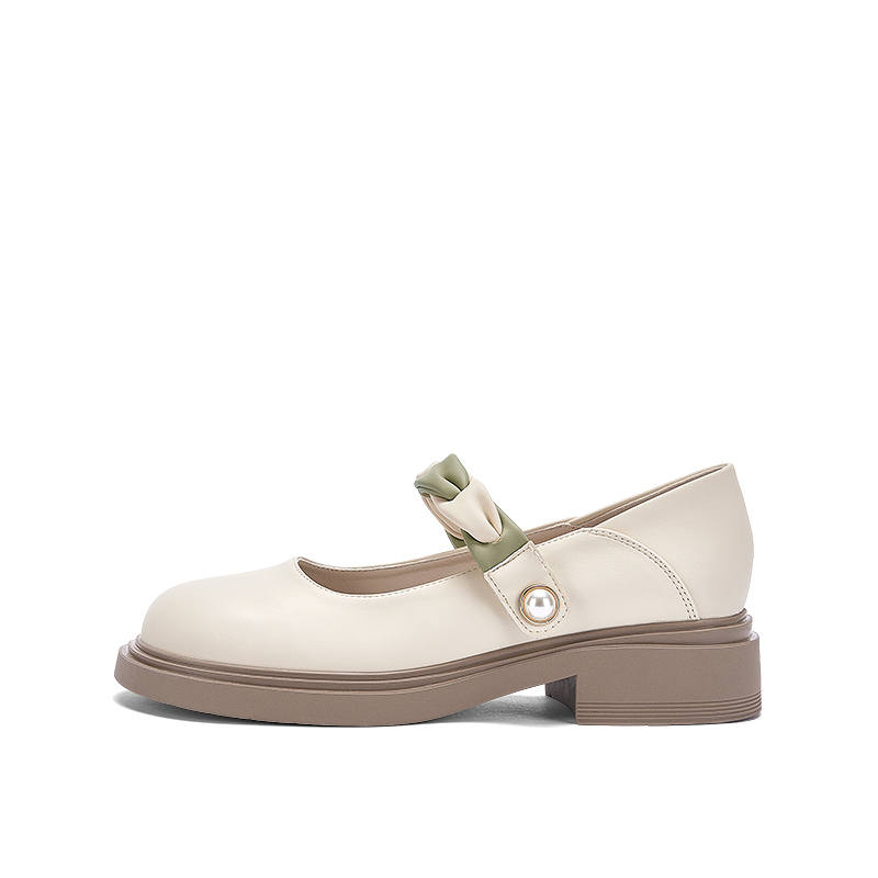 DAPHNE PU Synthetic Leather Mary Jane Shoes Women's Apricot