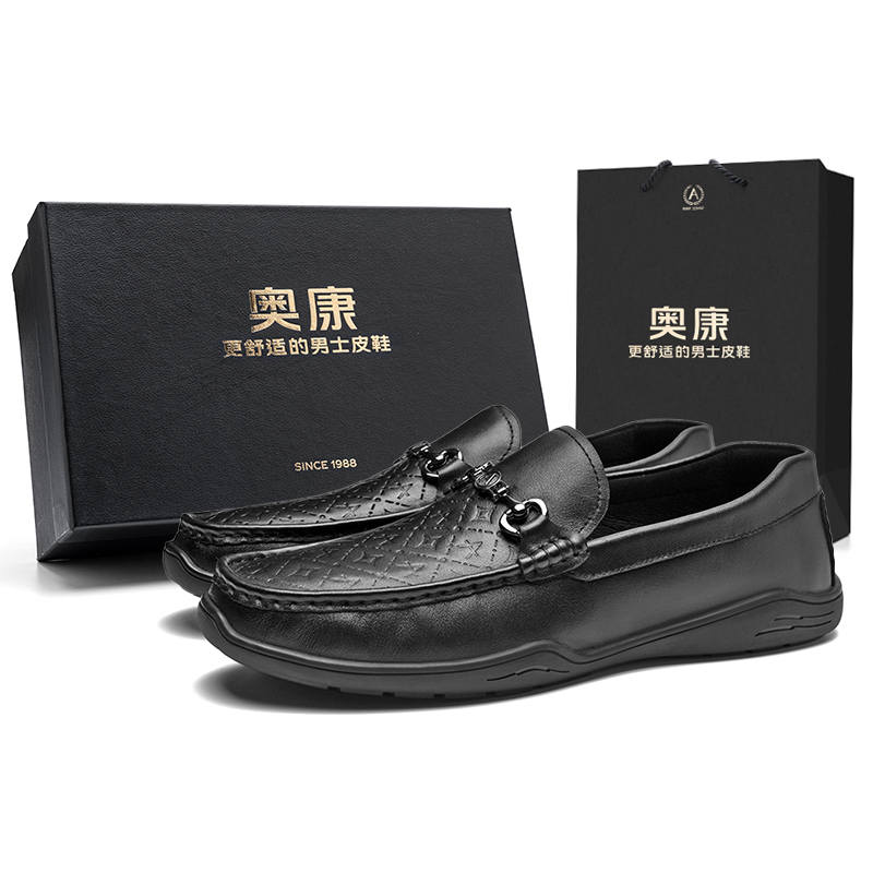 AOKANG Cow Leather Men's Casual Shoes Men's Black