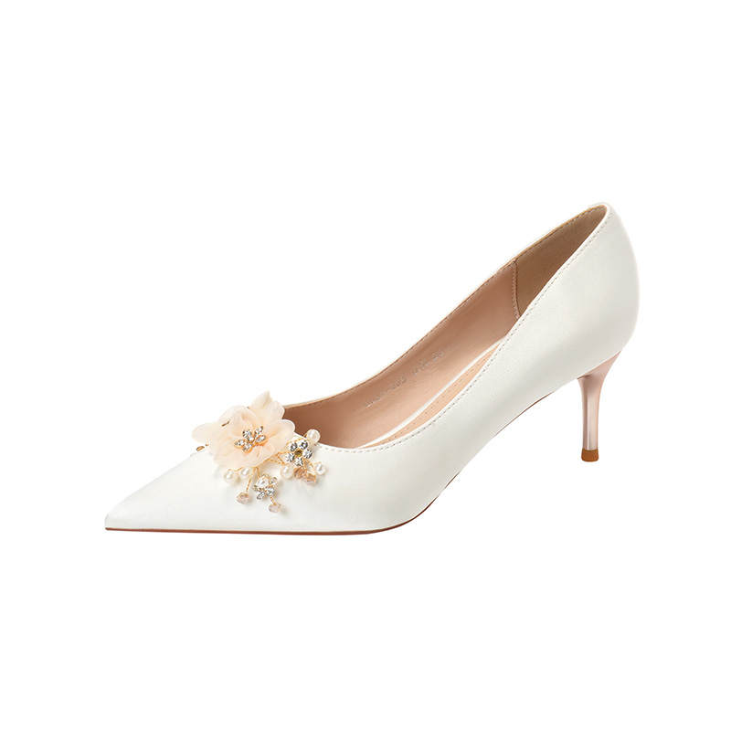 QITUMAUL Slim Heel High Heels 8.5cm Women's Ecru