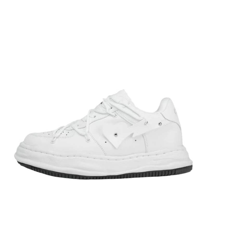 LUNMADENG Microfiber Leather Fashion Trend Low top Skateboard Shoes Unisex White