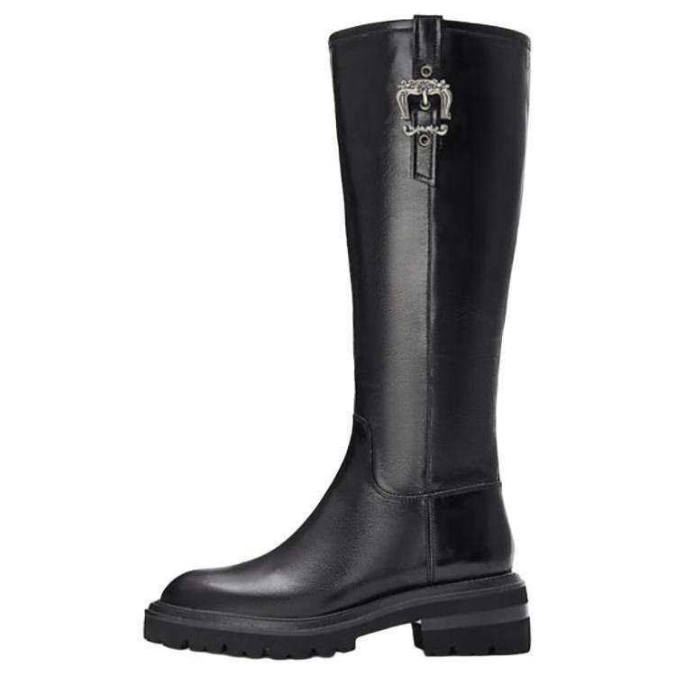 Joypeace Wishing Pool Cow Leather Knee high Boots 5CM Women's