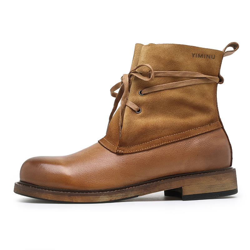 YIMINU Combat Boots Men's Yellow