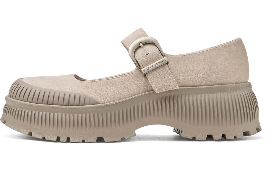 CHARLES&KEITH Small Ck Fabric Platform Mary Jane Shoes 5.2CM Women's Beige
