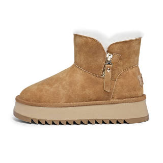 ZGR Cow Split Leather Thermal Slip Resistant Short Snow Boots Women's
