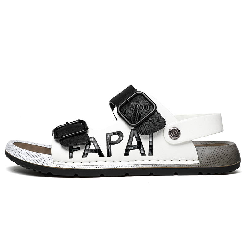 FAPAI Beach Sandals Men's Black/White Khaki
