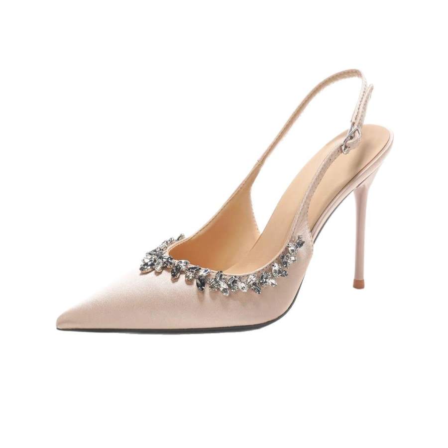 HKCP Silk Slim Heel High Heels Women's Champagne