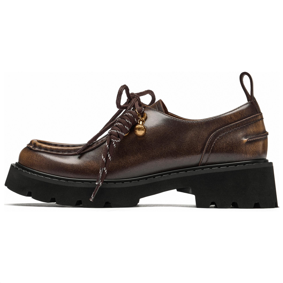 73Hours Naughty Pinecone Cow Split Leather Casual Shoes 4.5cm Women's Brown