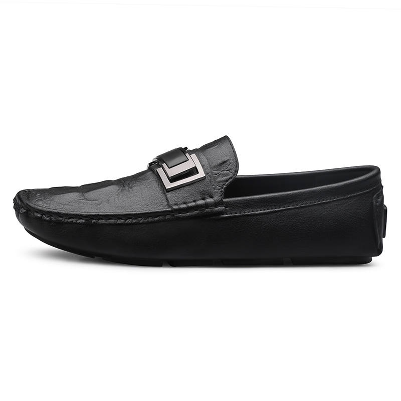 YINGLUNQISHI Top Grain Cow Leather Casual Shoes Men's Black