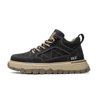 I&Z Microfiber Leather Ankle Length Combat Boots Men's