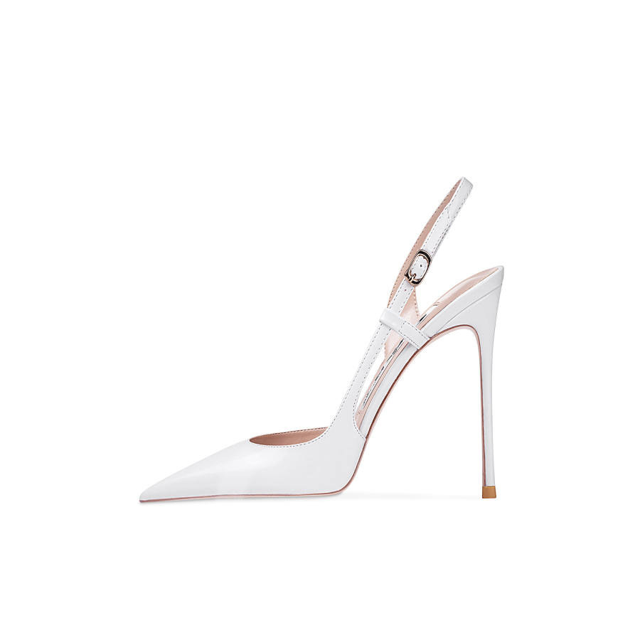 Ganxiaojie Patent Leather High Heels Women's White