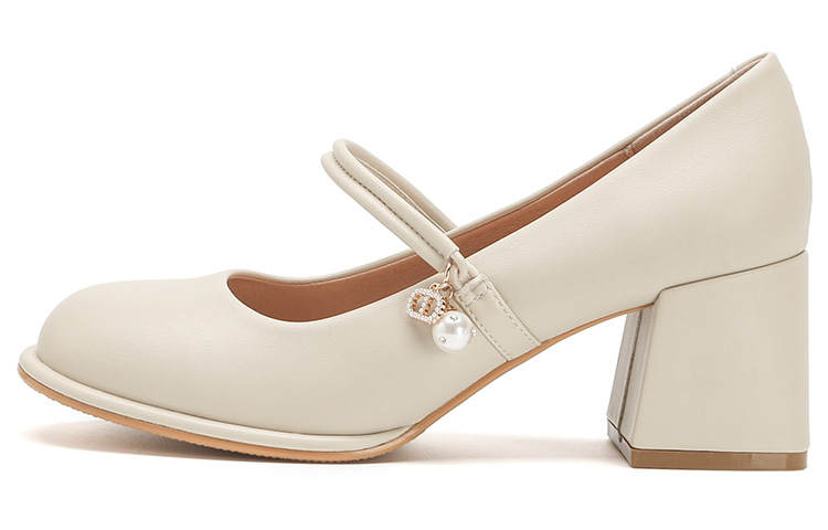 KATHRYN WILSON Microfiber Leather Chunky Heel High Heels 6CM Women's