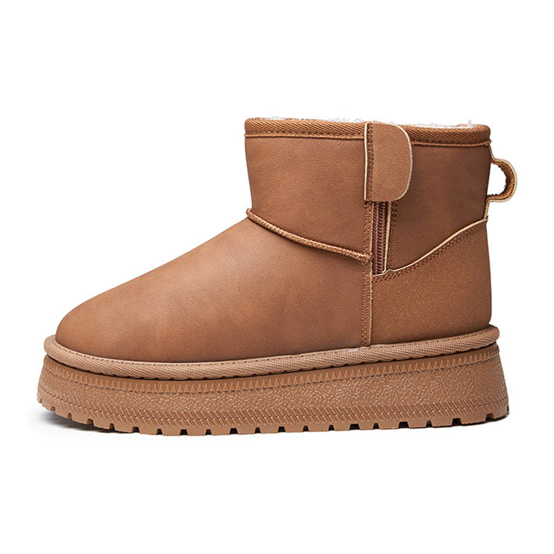 AOKANG Pu Thermal Winter Thickened And Fleece Lined Cotton Boots, Casual, Comfortable, And Versatile Short Snow Boots