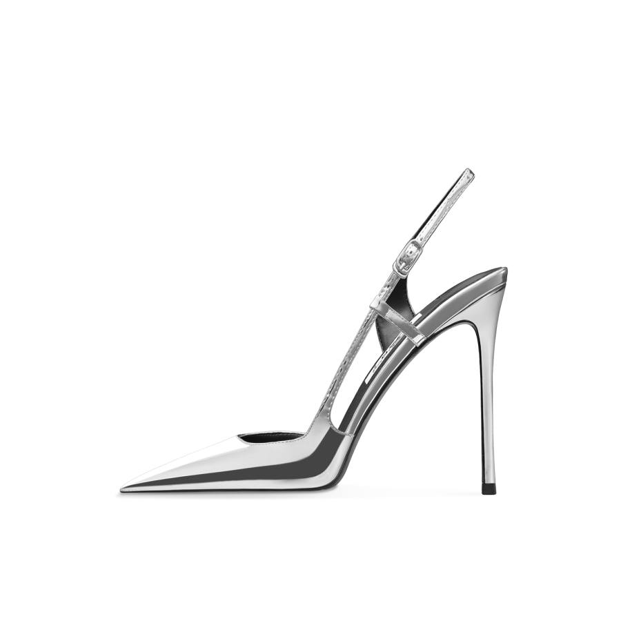Ganxiaojie Patent Leather High Heels Women's Silver