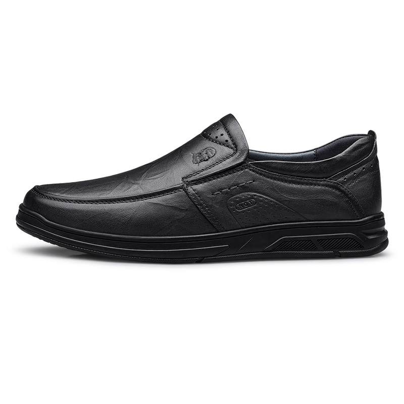 LAORENTOU Casual Leather Shoes Men's Low Top Black/Brown