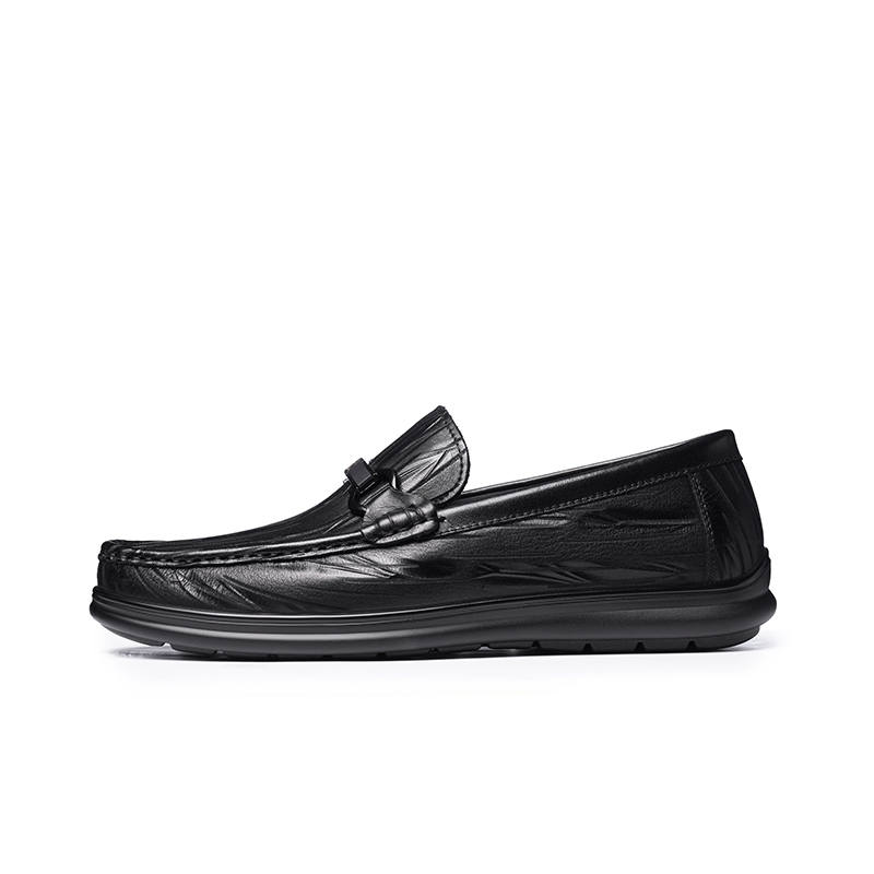 LAORENTOU Cow Leather Casual Shoes Men's Black