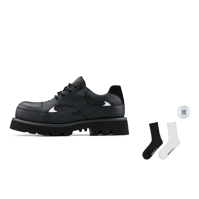 HANQIAORIJI Le Collection Derby Shoes Cow Split Leather Casual Shoes Men's Black