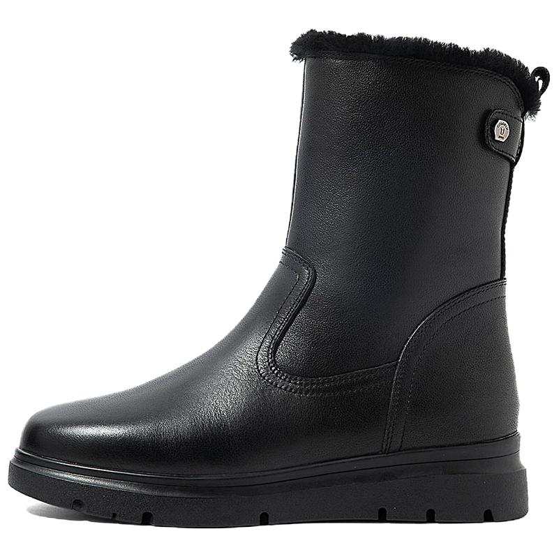 COMELY Top Grain Cow Leather Thermal Genuine Leather Versatile Fleece Lined Boots Crew Snow Boots Women's
