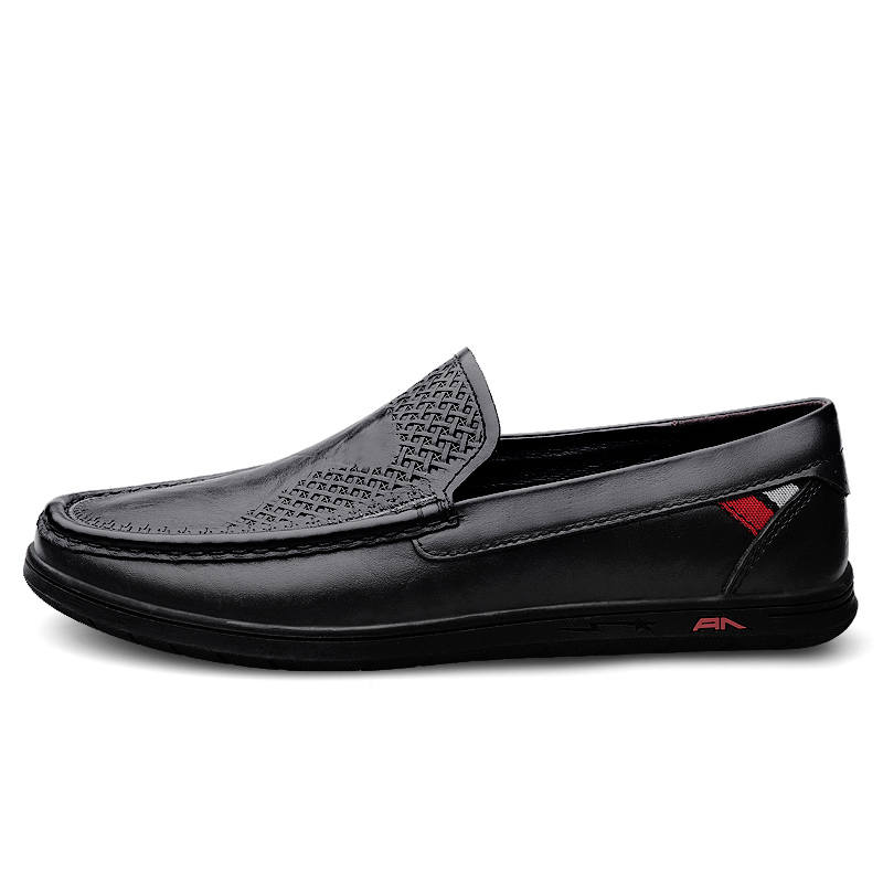 GONGNIUMEILI Gommino Loafers Men's Black/Blue