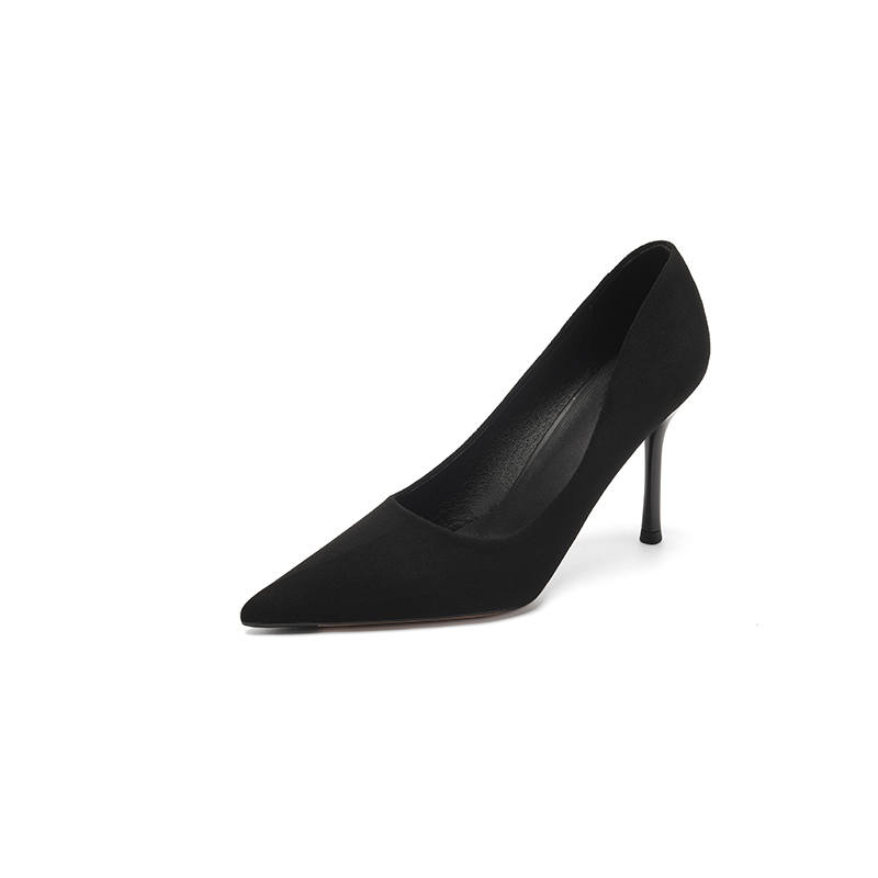 YAFEI XUANYU Suede Slim Heel High Heels Women's Black