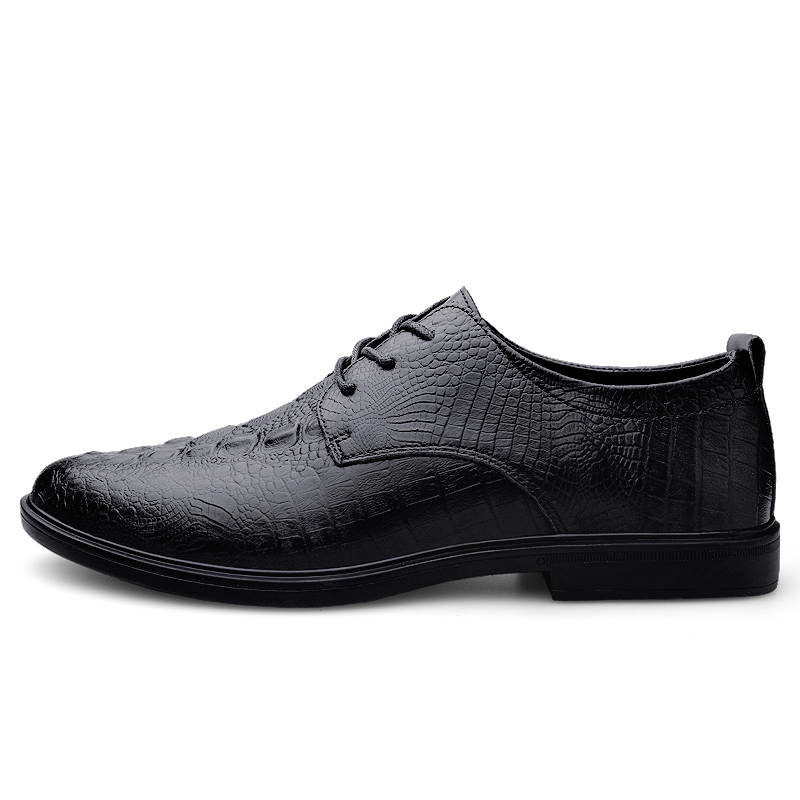 GONGNIUMEILI Casual Leather Shoes Men's Low Top Black/Brown