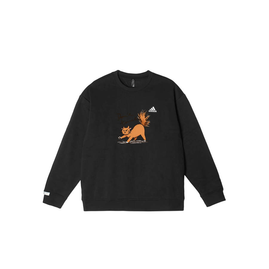 Adidas Adidas LABEL Sweatshirts Unisex Black Crew Neck Moderate