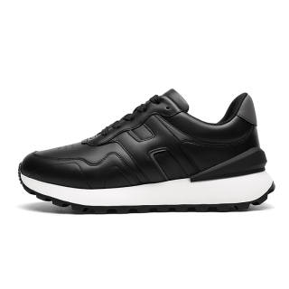 CROWN Cow Leather Low top Casual Shoes Men's Black