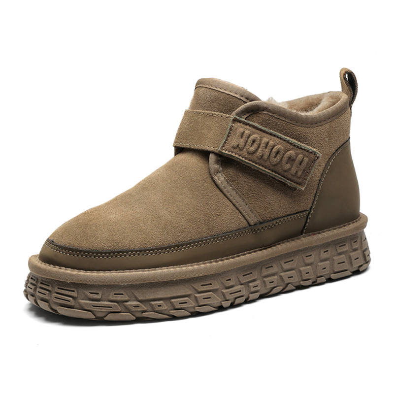 WEISHIBANGWEI Cow Suede Tire Platform Outdoor Thickened And Fleece Lined Short Snow Boots Men's
