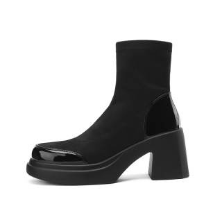 JOSINY Fabric Ankle Boots 8.5cm Women's Black
