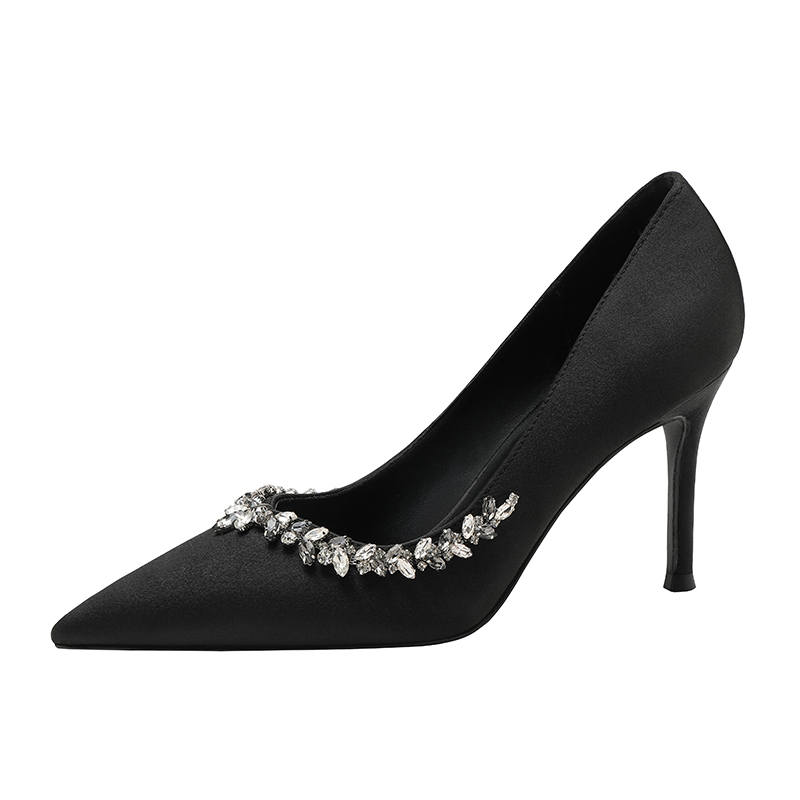 RoseDoris Fabric Slim Heel High Heels Women's Black