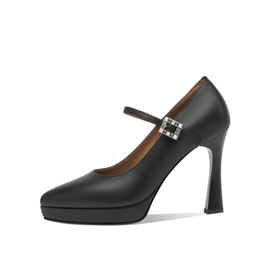 Rosa Bianca Sheepskin Chunky Heel High Heels 10cm Women's