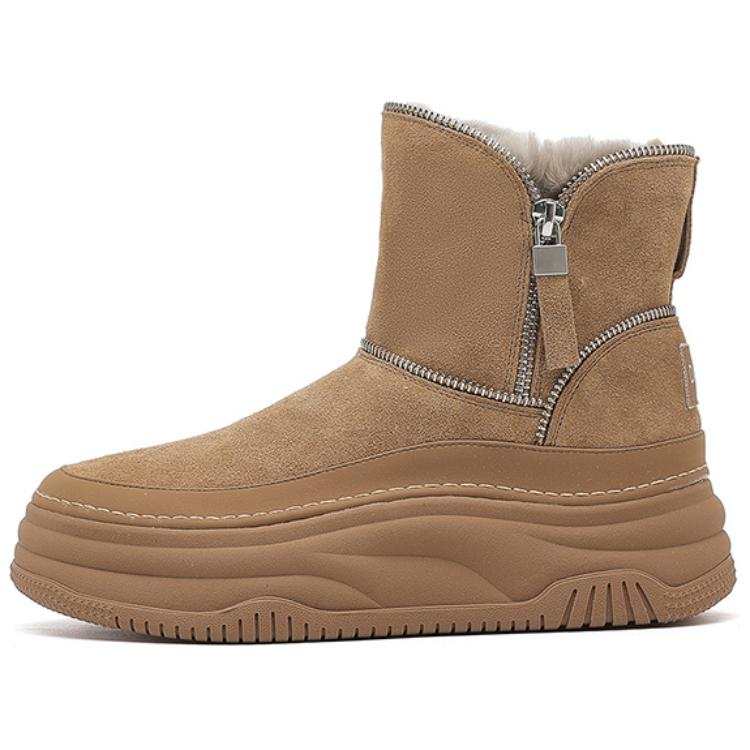 DAPHNE DAPHNE Cow Split Leather Short Snow Boots Women's