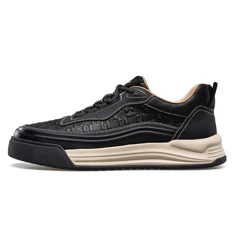 KANGNAI Skateboard Shoes Men's Low Top Black/Brown