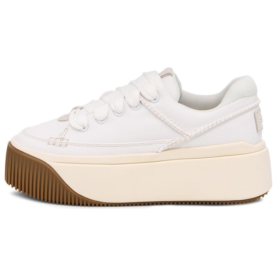 UGG Fashion Platform Fabric Lightweight Low top Skateboard Shoes Women's White