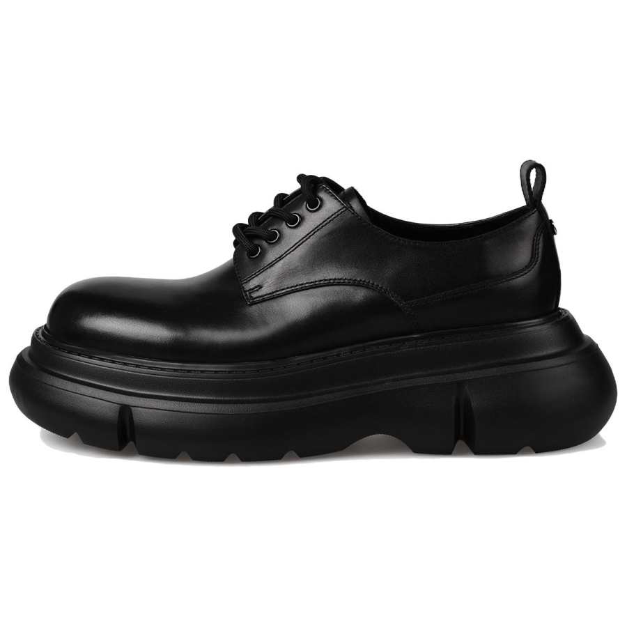 BOSSSUNWEN Top Grain Cow Leather Casual Shoes Men's Black