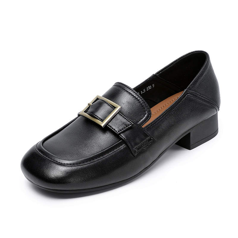 Devanro Devanro Sheepskin Loafers 3.0CM Women's Black