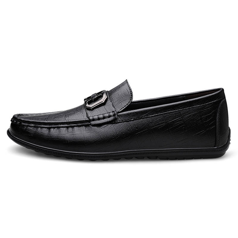 YINGLUNQISHI Cow Leather Casual Shoes Men's Black